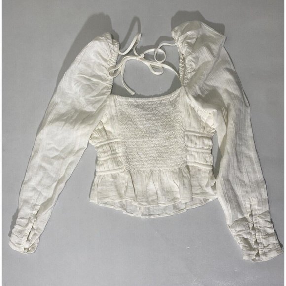NEW NWT Free People Aurora Top Blouse Crop White Size M MSRP $98 - Picture 5 of 5